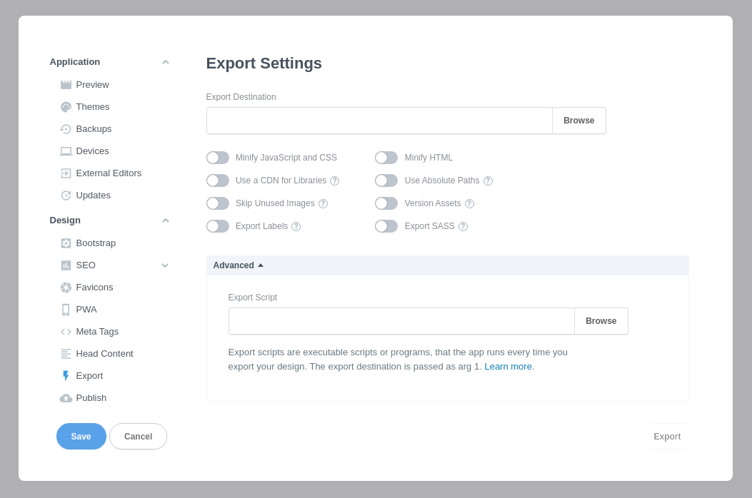 Export Script Dialog