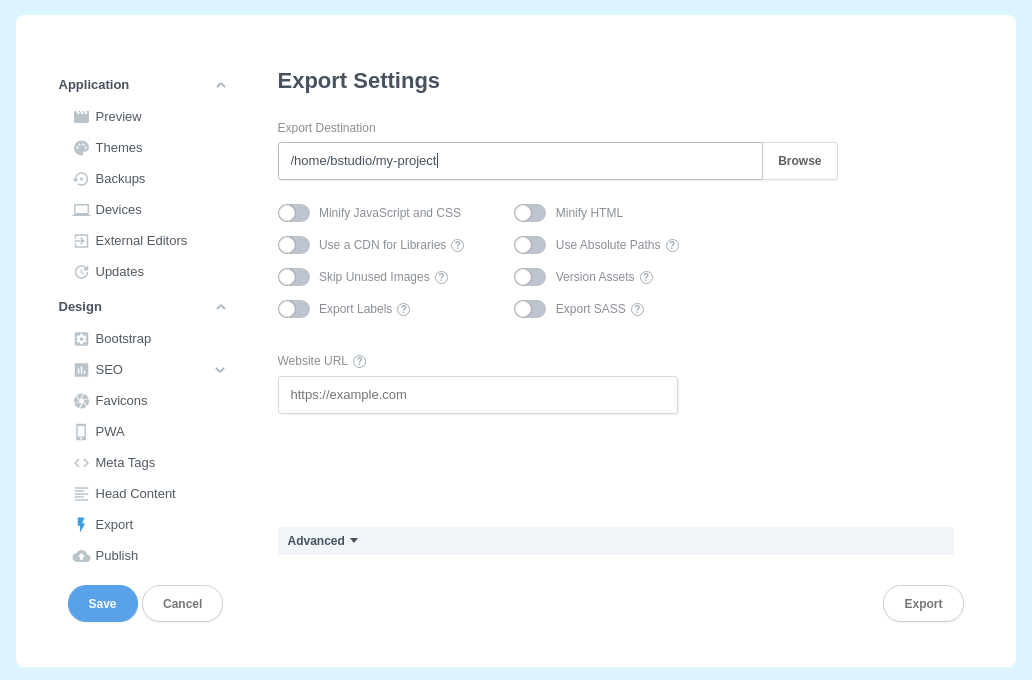 Export Settings