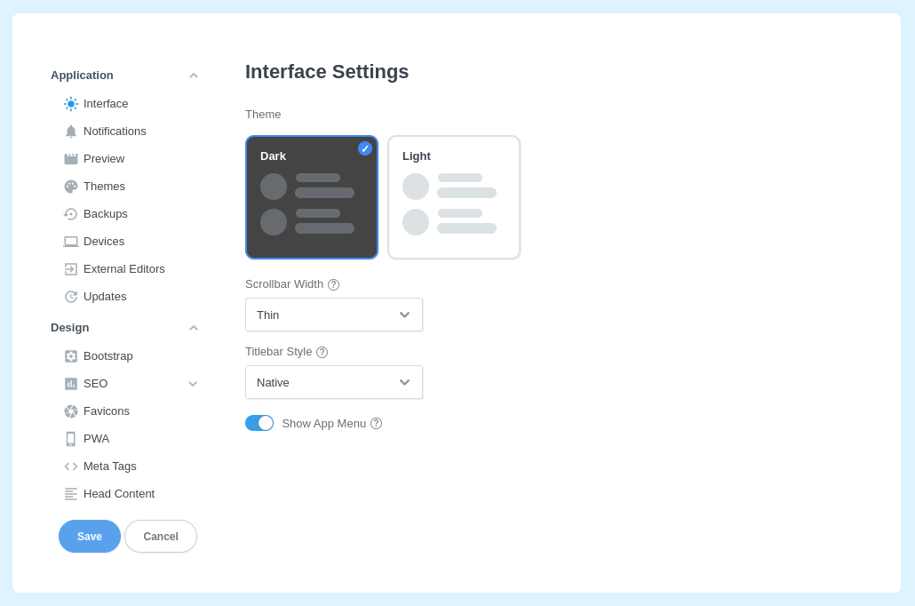 Interface Settings