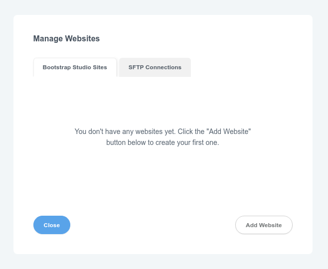 Manage Websites Dialog